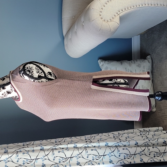 Wilfred long slit tank top in burgundy and cream - Picture 1 of 13